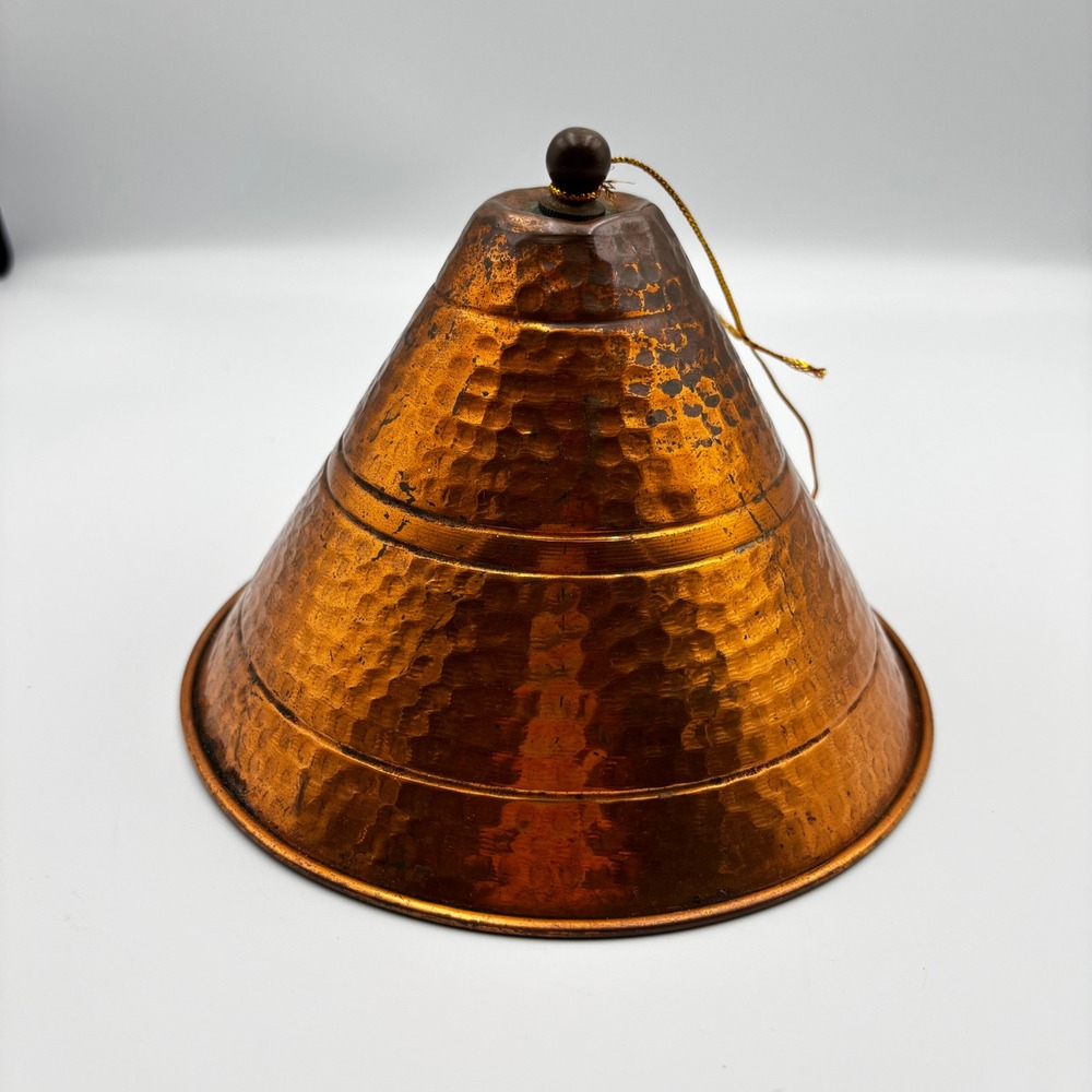 Vintage Hammered Copper Bell Cone Shade Tree Topper Rustic Metal Decor 6.5 Inch